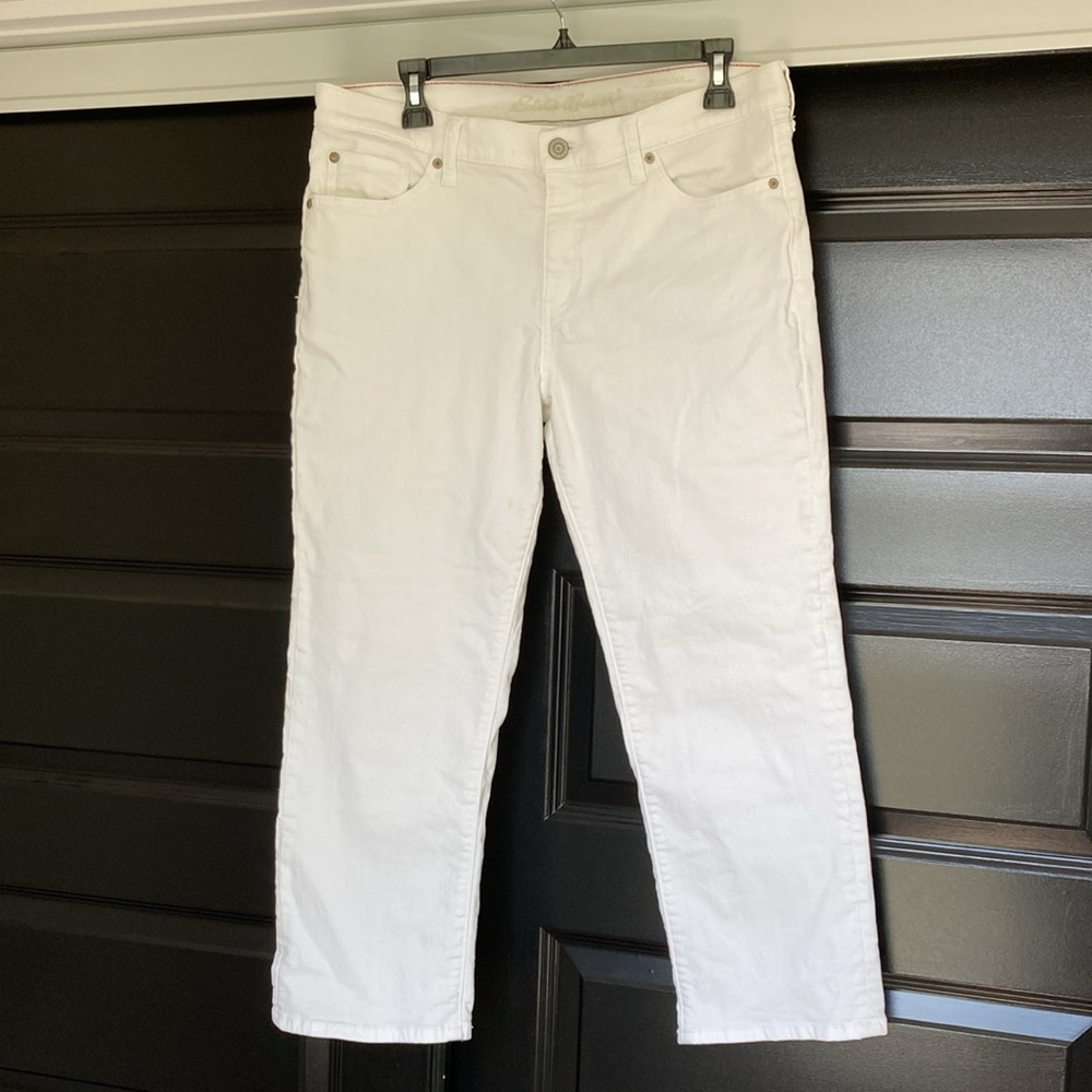Eddie Bauer White Jeans Crop Boyfriend 10 Dressy